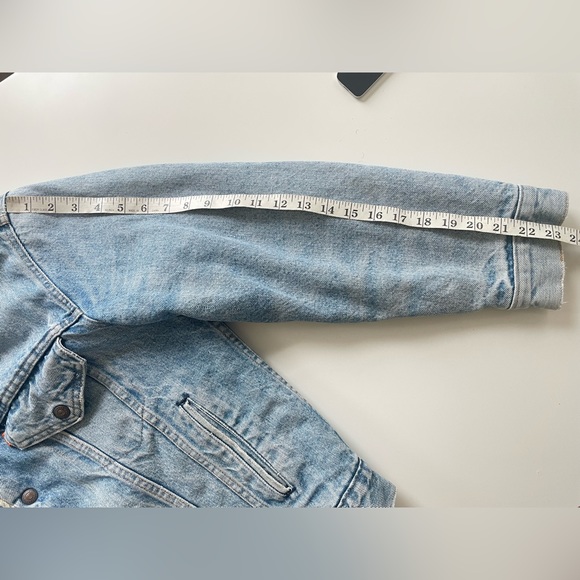 Vintage 70s 80s Levi’s Sherpa Lined Denim Jacket light wash orange tag - Picture 11 of 14